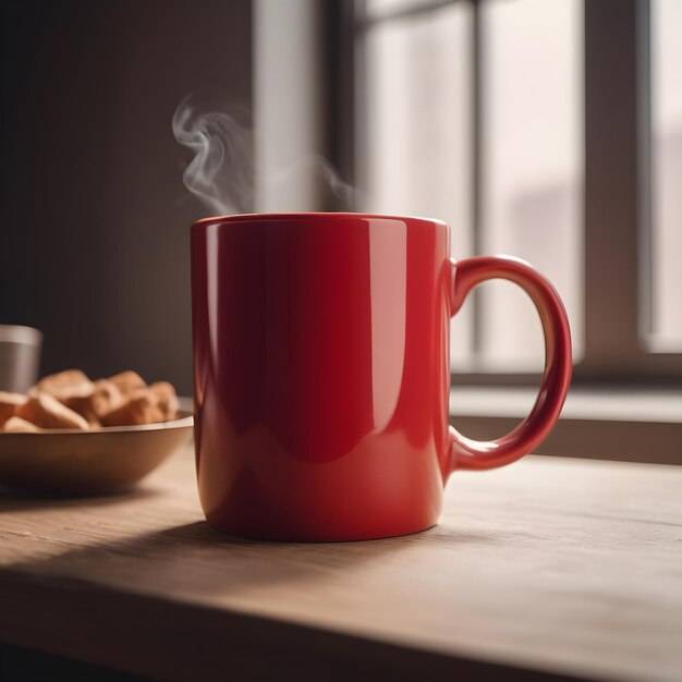 red coffee mug mockup