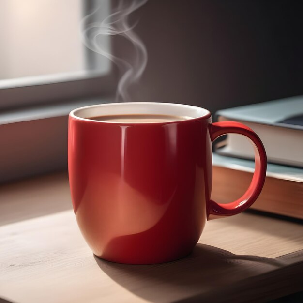 red coffee mug mockup