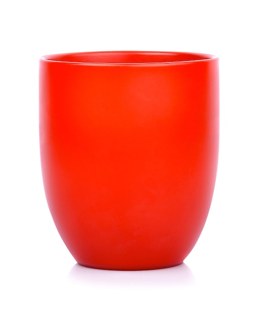 Red coffee tea cup on white background isolated.