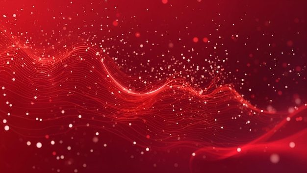 赤い色の抽象的な粒子波背景デザインの壁紙