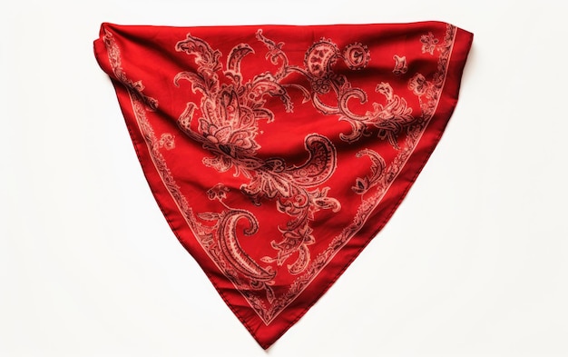 Red Color Bandana Scarf Isolated on White Background