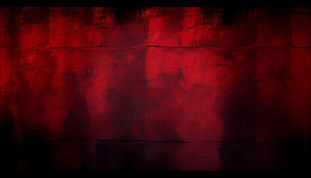 Red color Dark grunge texture background Ai generated image