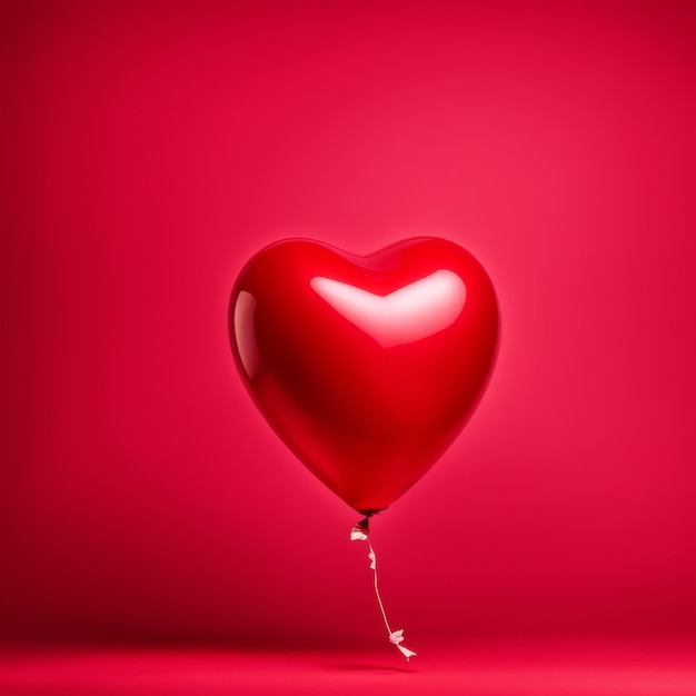 Red color Heart shaped balloon isolated on red background