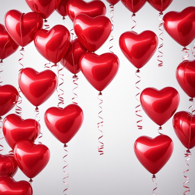 Red color Heart shaped balloons isolated on white background