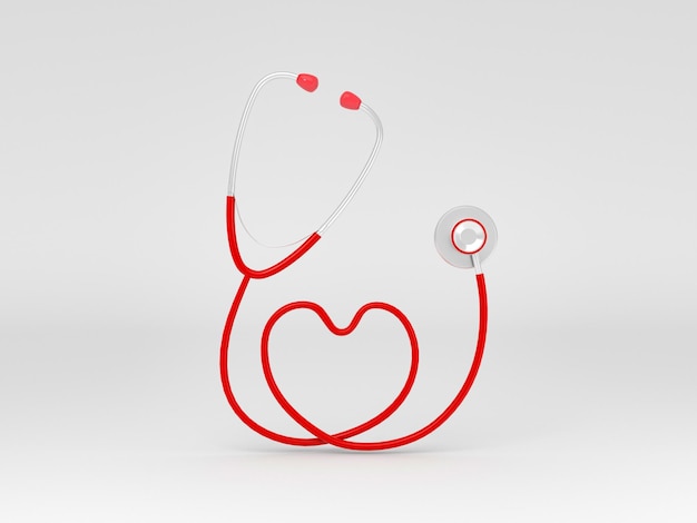 red color heart shaped stethoscope of medical equipment