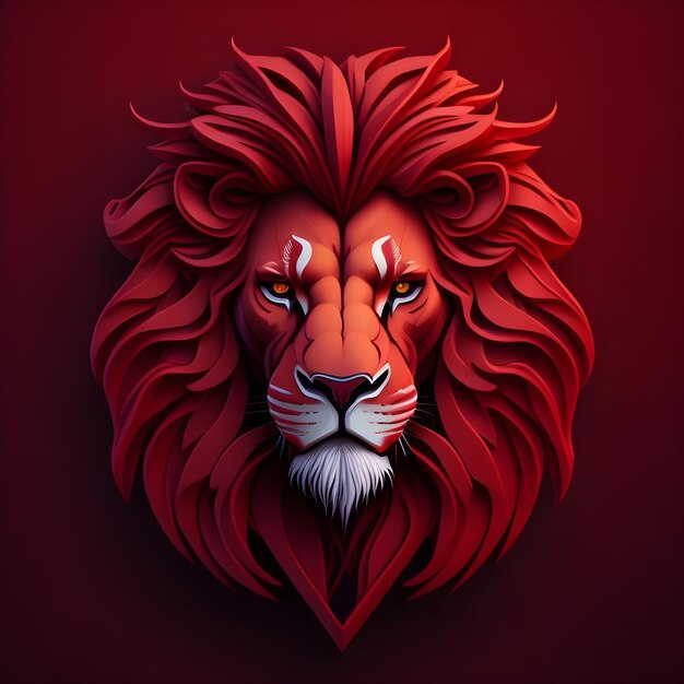 Premium AI Image | Red Color Lion Face Generated Ai