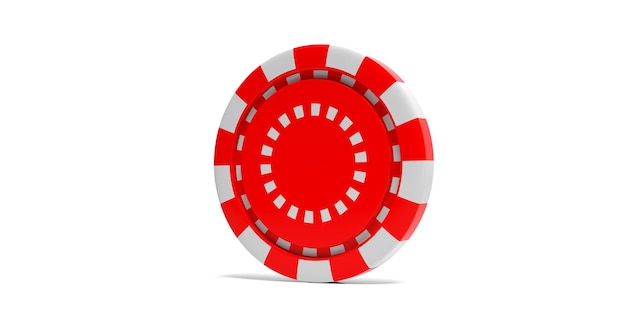 白い背景の 3 d イラストを分離した赤い色のポーカー チップ