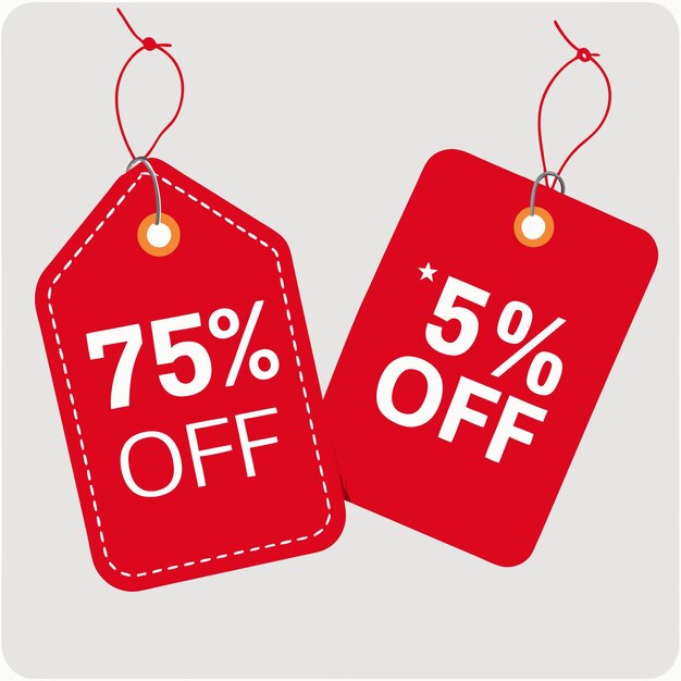 Photo red color price tags offer