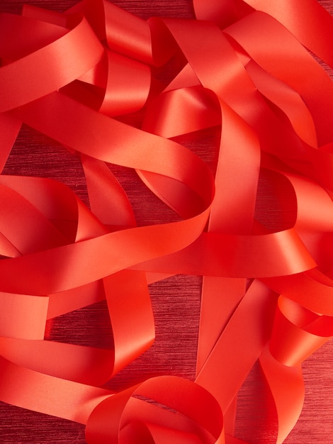 Red color ribbons, Christmas concept