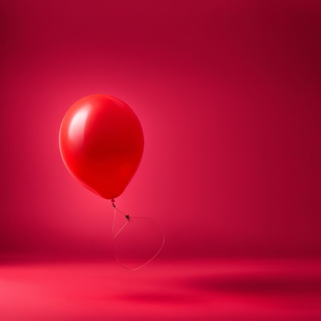 Red color shaped balloon isolated on red background