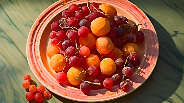 red colored cherry in the plates