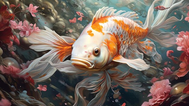 Красная красочная рыба Koi Fish Иллюстрация Фото