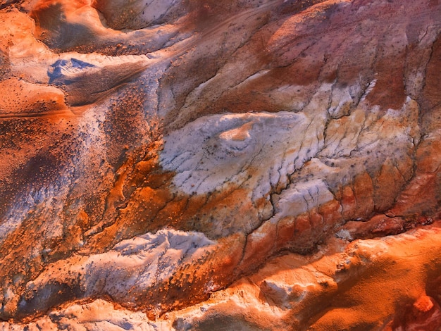 Photo red colorful mountains abstract nature background aerial top down view altai siberia russia