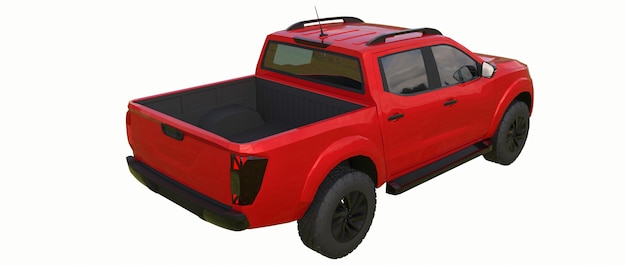 Red commercial vehicle delivery truck with a double cab