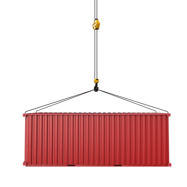 Красный контейнер с крючком на белом фоне