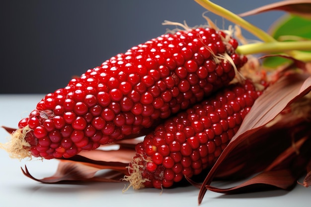 Red corn closeup on light background