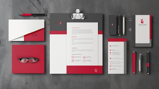 red corporate business brand identity business stationery