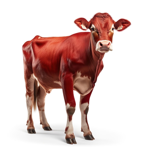 красная корова на белом фоне