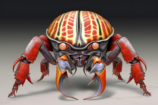 A red crab isolated on gray background