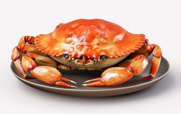 Red crab in a plate isolated on a white background