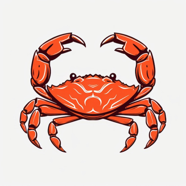 Red Crab Vector Illustration Butcher Billy Style Cutout Shape Clip Art