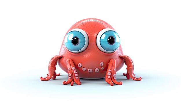 a red crab with a blue eyes and a red face.