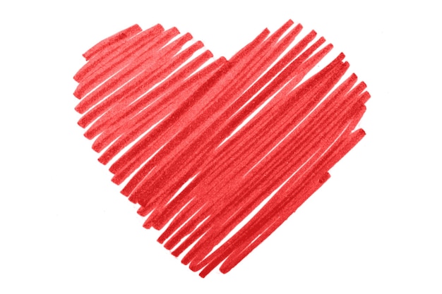 Red Crayon Heart Hand-drawn by a Child