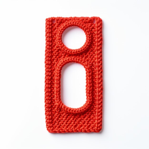 Red Crocheted Wall Switch Minimalist Graphic Designer Style