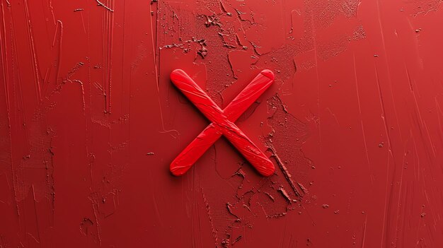 Red cross painted on a red background The cross is made of red popsicle sticks The background is made of red oil paint