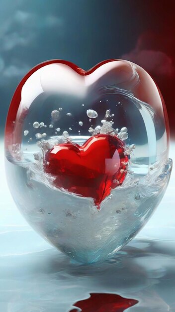 Photo red crystal heart valentines day concept