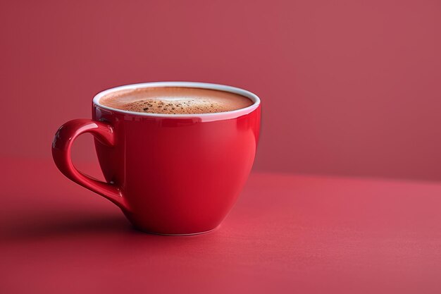 Photo red cup of coffee on table generative ai