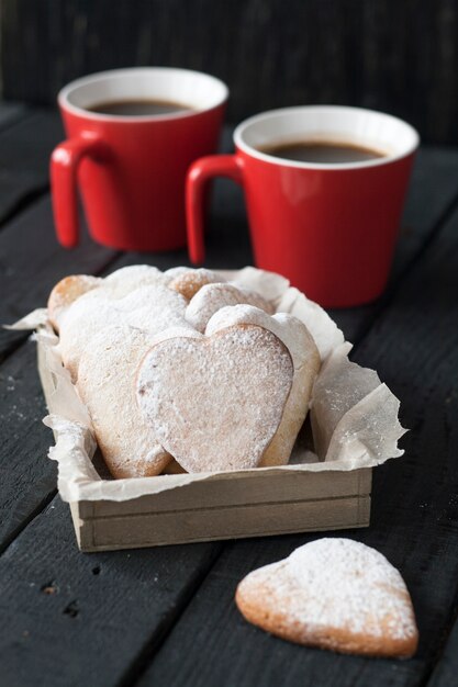 Red cup and cookie hearts