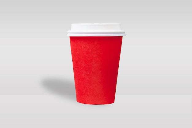 A red cup Kraft paper plastic coffee tea cup image for mockups