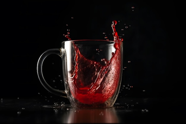 Red cup with splash Neural network AI generated