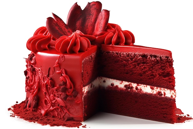 AI によって生成された白い背景に分離された赤いカップケーキ