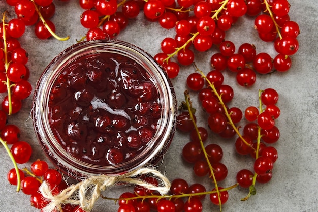 Red currant jam Fresh red currant berries