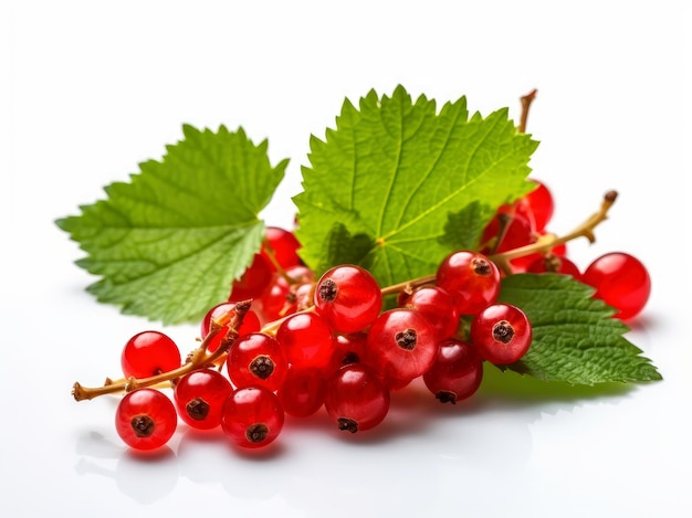 Red currant with green leaf