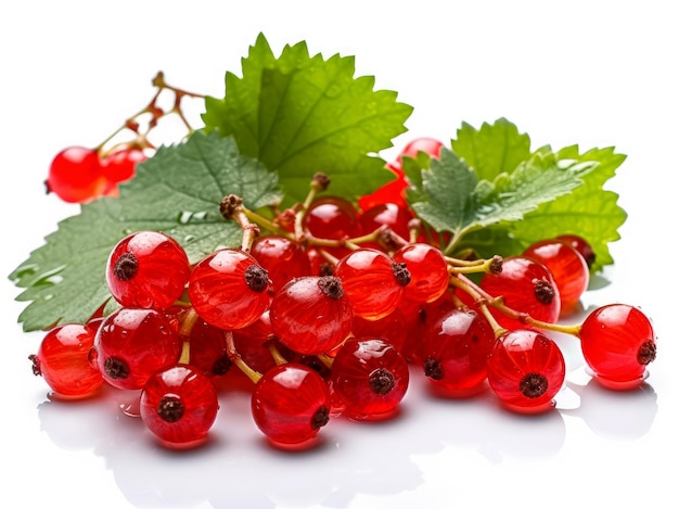 Red currant with green leaf
