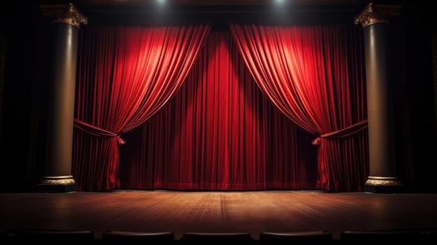 Photo the red curtain theater stage