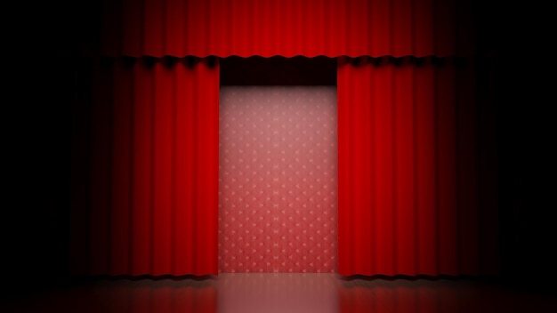 劇場の舞台の赤い幕