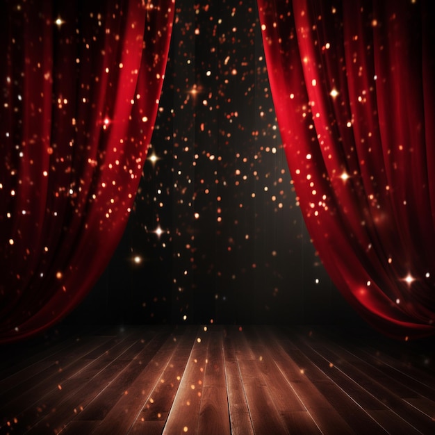 Photo red curtain with spotlight stage background