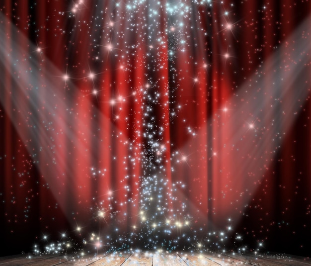 Photo red curtain with star