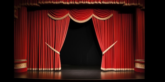 Photo a red curtain with the word theatre on it