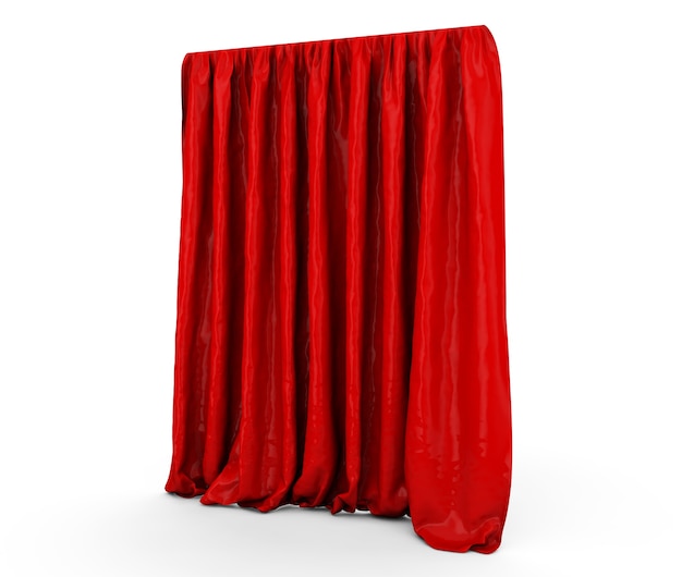 Red curtains. 3d illustration isolated on white background