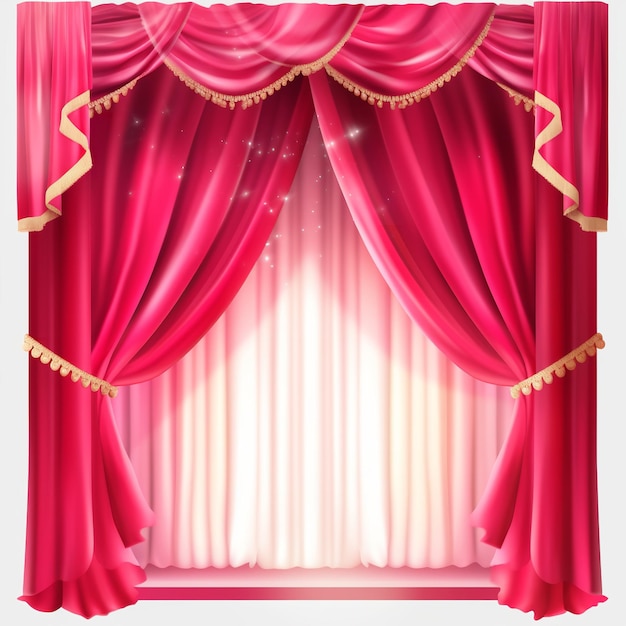 Photo red curtains isolated on white background