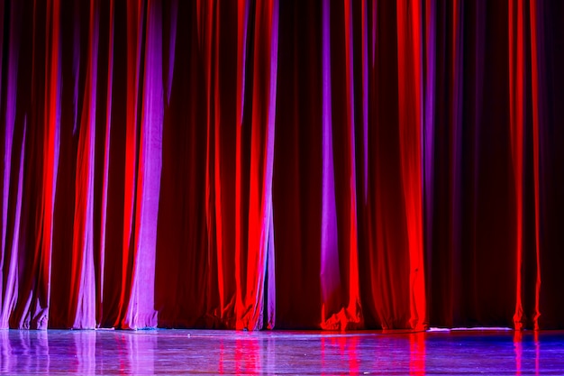 Red curtains and the spotlight in the Theater between shows.