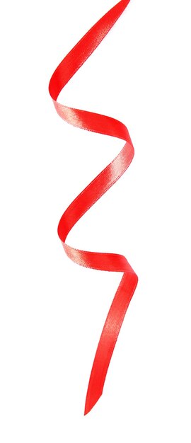 Red curved ribbon isolated on white