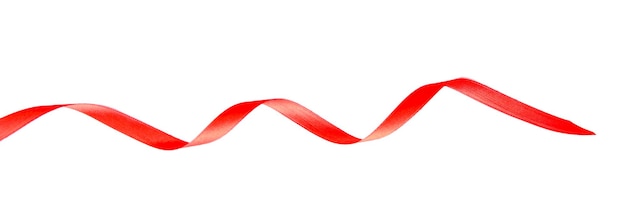 Red curved ribbon isolated on white