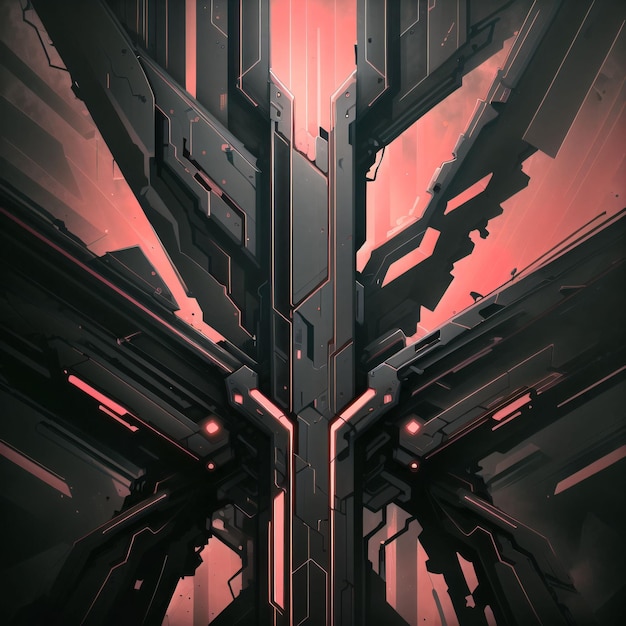 Red dark tech background