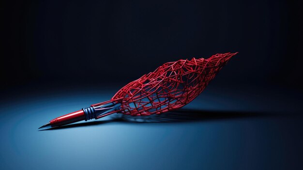 a red dart board with a blue background